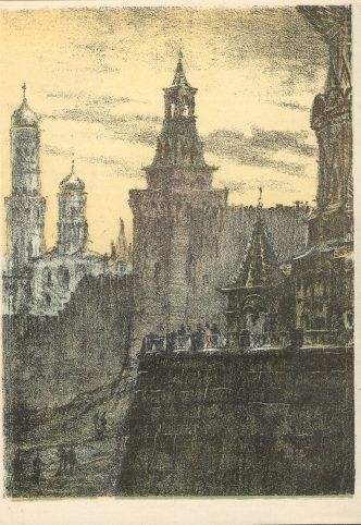 Набатная башня Кремля и крыльцо собора Василия Блаженного 